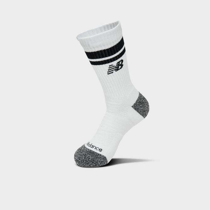 Back view of New Balance Active Lifestyle Striped Crew Socks (3-Pack) in Grey/White/Black Click to zoom