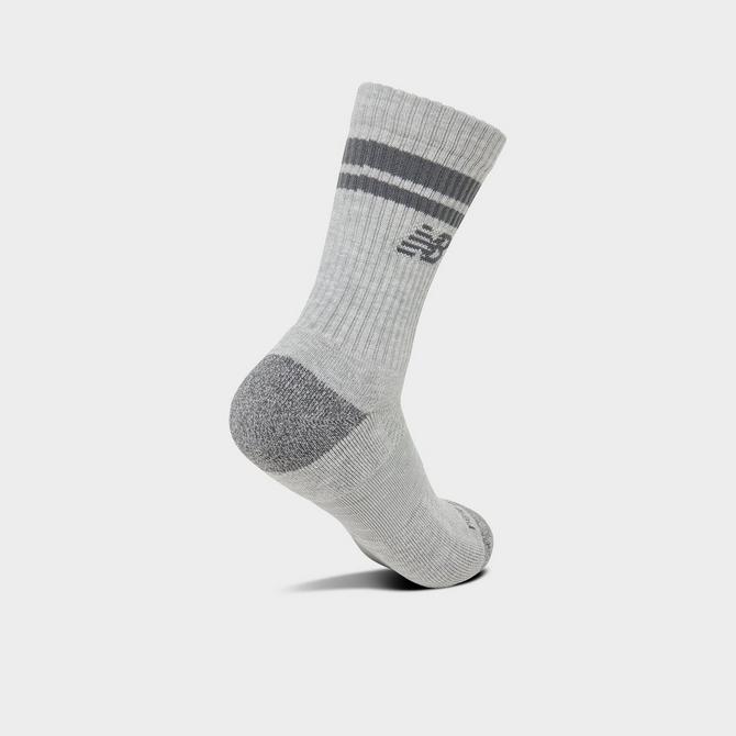 Bottom view of New Balance Active Lifestyle Striped Crew Socks (3-Pack) in Grey/White/Black Click to zoom