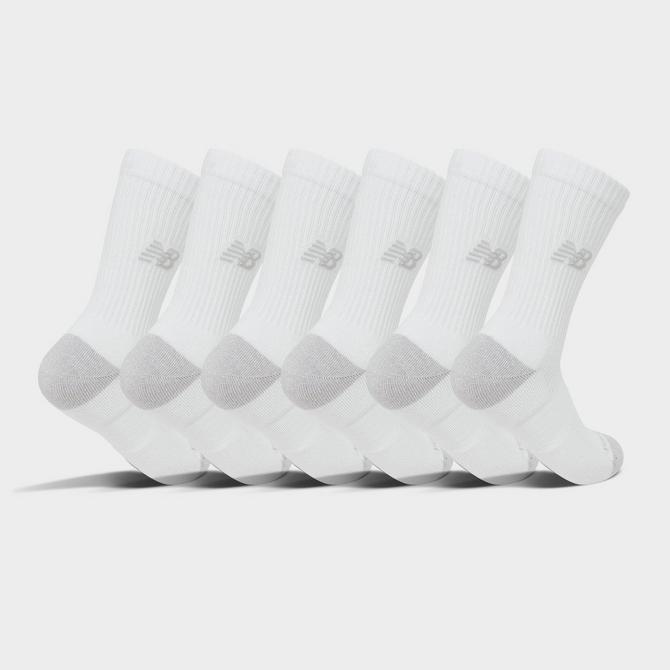 Three Quarter view of New Balance Active Crew Socks (6-Pack) in White Click to zoom