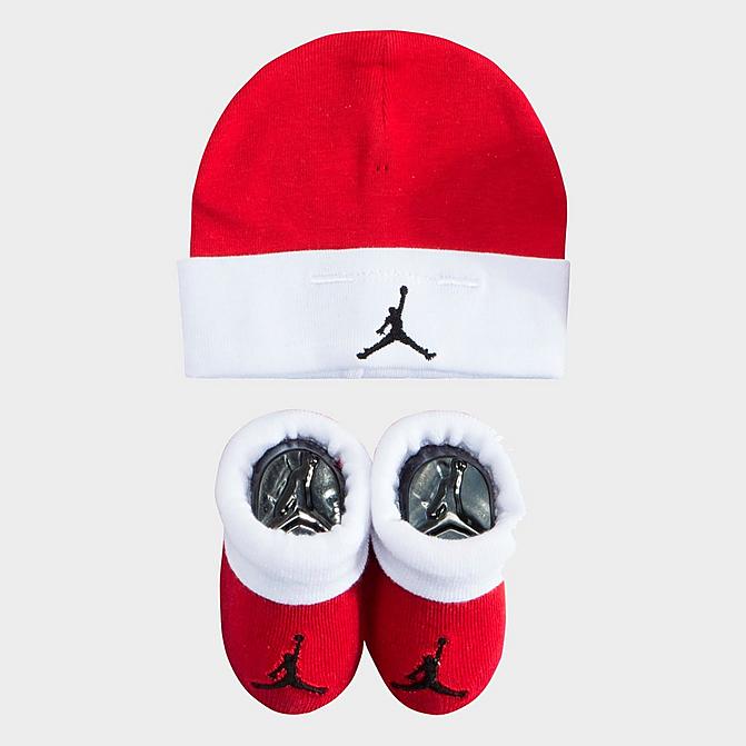Alternate view of Infant Jordan Hat and Bootie Set in White/Red Click to zoom
