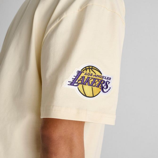 [angle] view of Men's Pro Standard Los Angeles Lakers NBA Chrome Graphic T-Shirt in Cream/Gold Click to zoom
