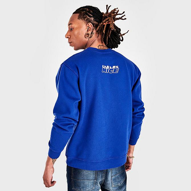 Back Right view of Live Life Nice Change The World Crewneck Sweatshirt in Blue Click to zoom