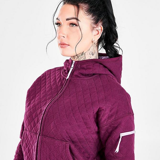 On Model 5 view of Women's Fila Leilani Quilted Full-Zip Jacket in Pickled Beet Click to zoom