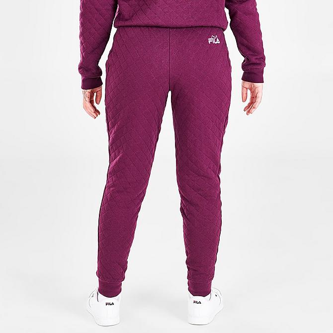Back Right view of Women's Fila Finley High-Rise Quilted Jogger Pants in Pickled Beet Click to zoom