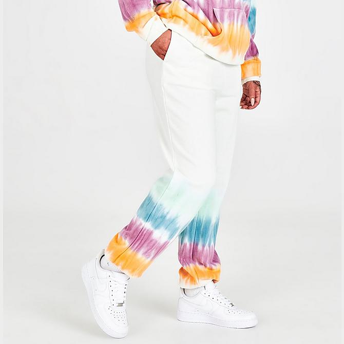 Back Left view of Women's Fila Raleigh Tie-Dye Jogger Sweatpants in Snow White/Tie-Dye Click to zoom