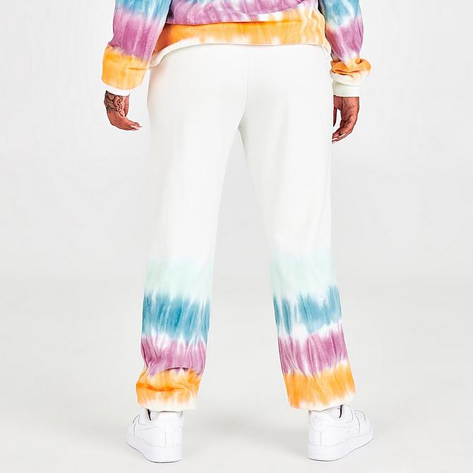 Back Right view of Women's Fila Raleigh Tie-Dye Jogger Sweatpants in Snow White/Tie-Dye Click to zoom