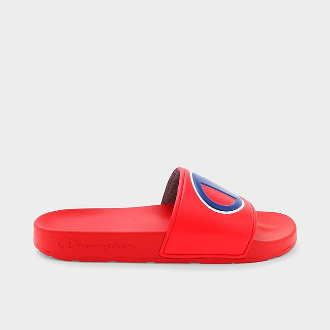 Front view of Big Kids' Champion IPO Slide Sandals in Red/Red Click to zoom