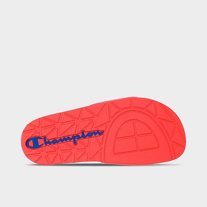 Bottom view of Big Kids' Champion IPO Slide Sandals in Red/Red Click to zoom