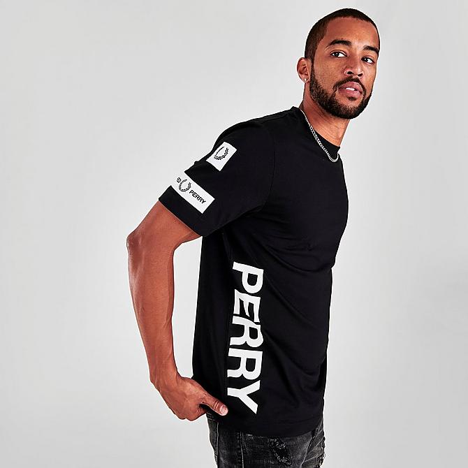 Back Left view of Men's Fred Perry Bold Branding T-Shirt in Black Click to zoom