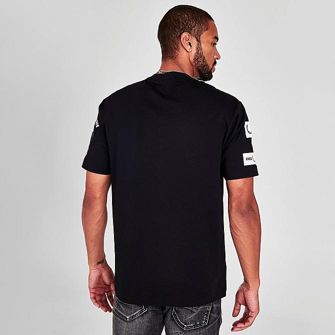 On Model 5 view of Men's Fred Perry Bold Branding T-Shirt in Black Click to zoom