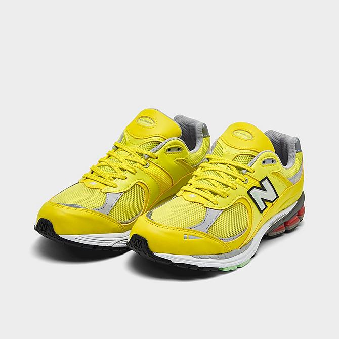 Three Quarter view of Men's New Balance 2002R Casual Shoes in Sulfur Yellow/Silver Metallic Click to zoom
