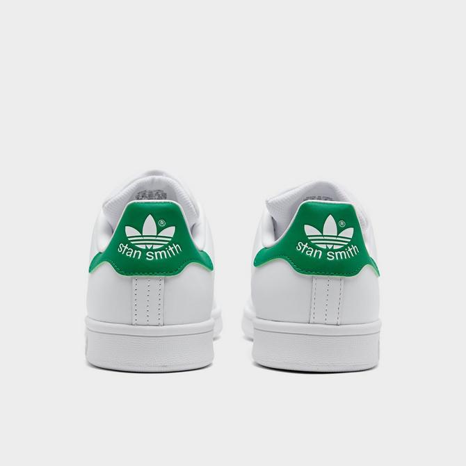 Left view of Men's adidas Originals Stan Smith Casual Shoes in White/White/Green Click to zoom