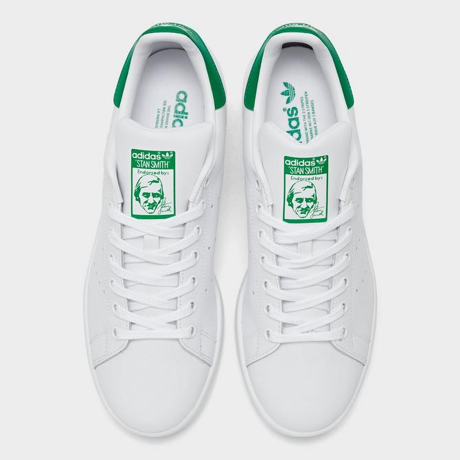 Back view of Men's adidas Originals Stan Smith Casual Shoes in White/White/Green Click to zoom