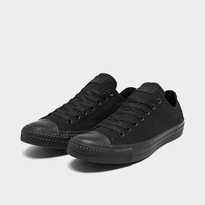 Three Quarter view of Converse Chuck Taylor All Star Low Top Casual Shoes in Black Monochrome Click to zoom