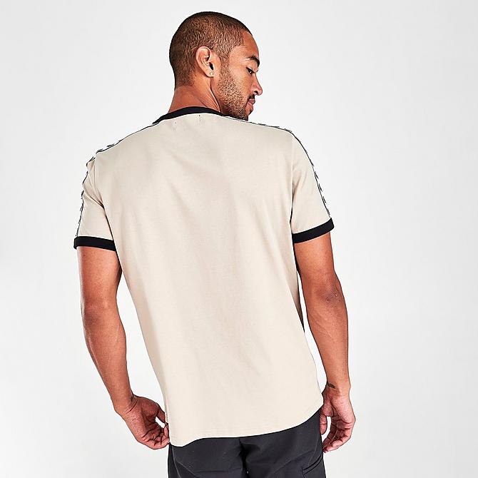 On Model 5 view of Men's Fred Perry Taped Ringer T-Shirt in Oyster Click to zoom