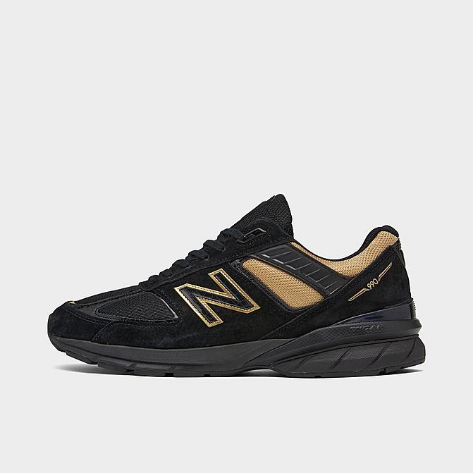 Right view of Men's New Balance 990v5 Casual Shoes in Black/Gold Click to zoom