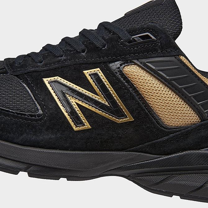 Front view of Men's New Balance 990v5 Casual Shoes in Black/Gold Click to zoom