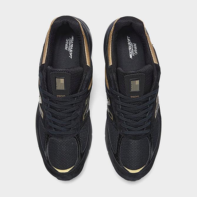 Back view of Men's New Balance 990v5 Casual Shoes in Black/Gold Click to zoom