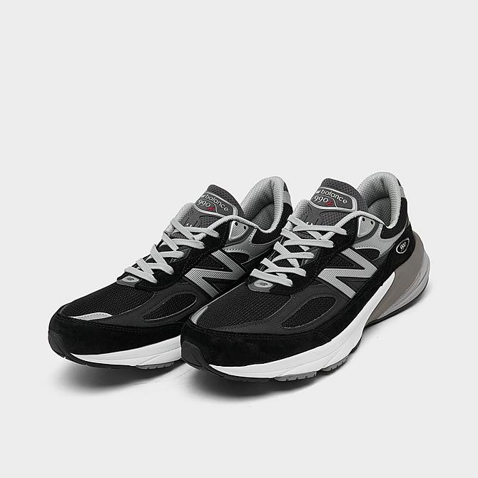 Three Quarter view of Men's New Balance Made in USA 990v6 Casual Shoes in Black/White/Grey Click to zoom