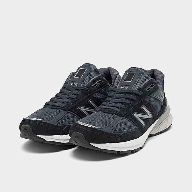 Three Quarter view of Men's New Balance 990v5 Casual Shoes in Navy/Silver Click to zoom