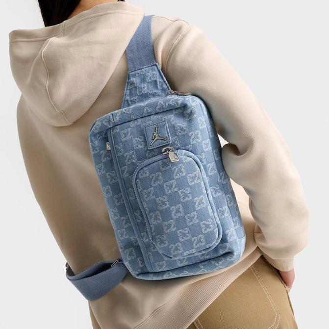 Right view of Jordan Monogram Sling Bag (3L) in Denim Click to zoom