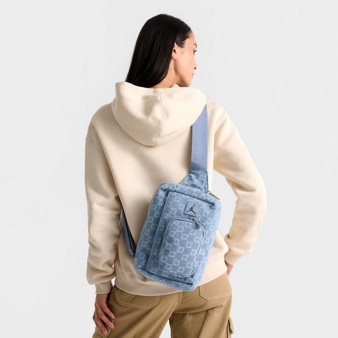 Three Quarter view of Jordan Monogram Sling Bag (3L) in Denim Click to zoom