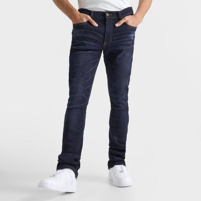 [angle] view of Men's Ed Hardy Tiger Heads Loose Fit Denim Jeans in Navy Blue Click to zoom