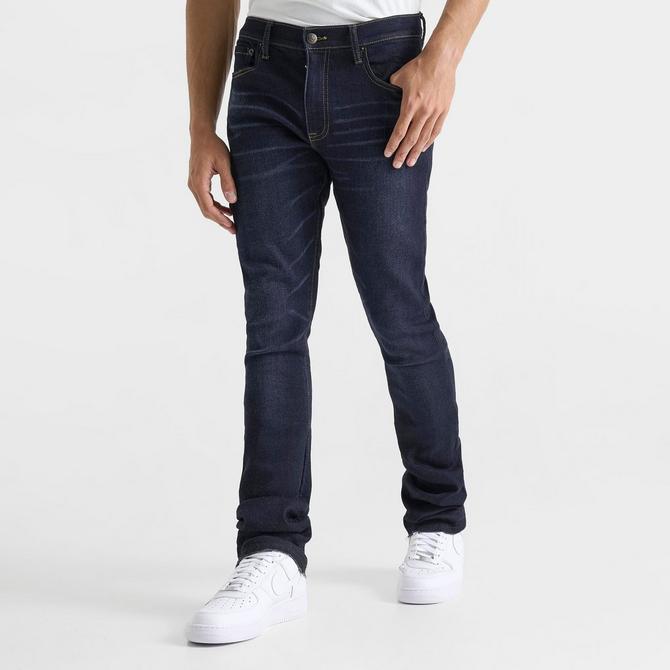 [angle] view of Men's Ed Hardy Tiger Heads Loose Fit Denim Jeans in Navy Blue Click to zoom