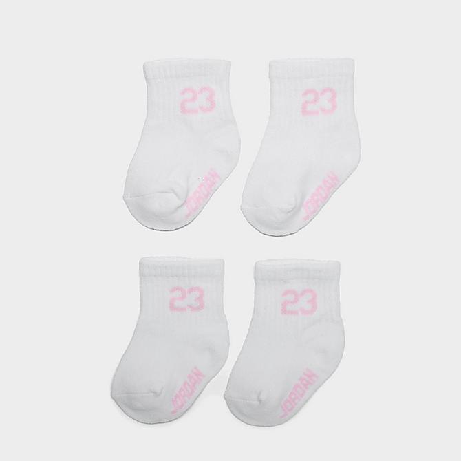 Back view of Infant Jordan 6-Pack Quarter Socks in Pink/Grey/White Click to zoom