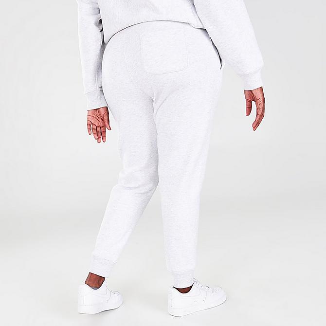 Back Right view of Women's Champion Reverse Weave Fade Logo Jogger Sweatpants (Plus Size) in Grey/Silver Click to zoom