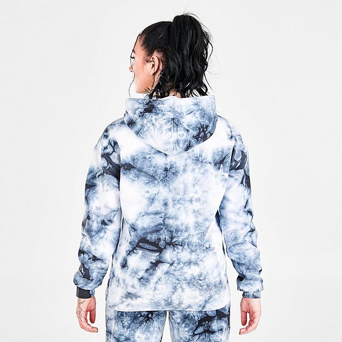 Back Right view of Women's Champion Tie-Dye Hoodie in Black/White Click to zoom