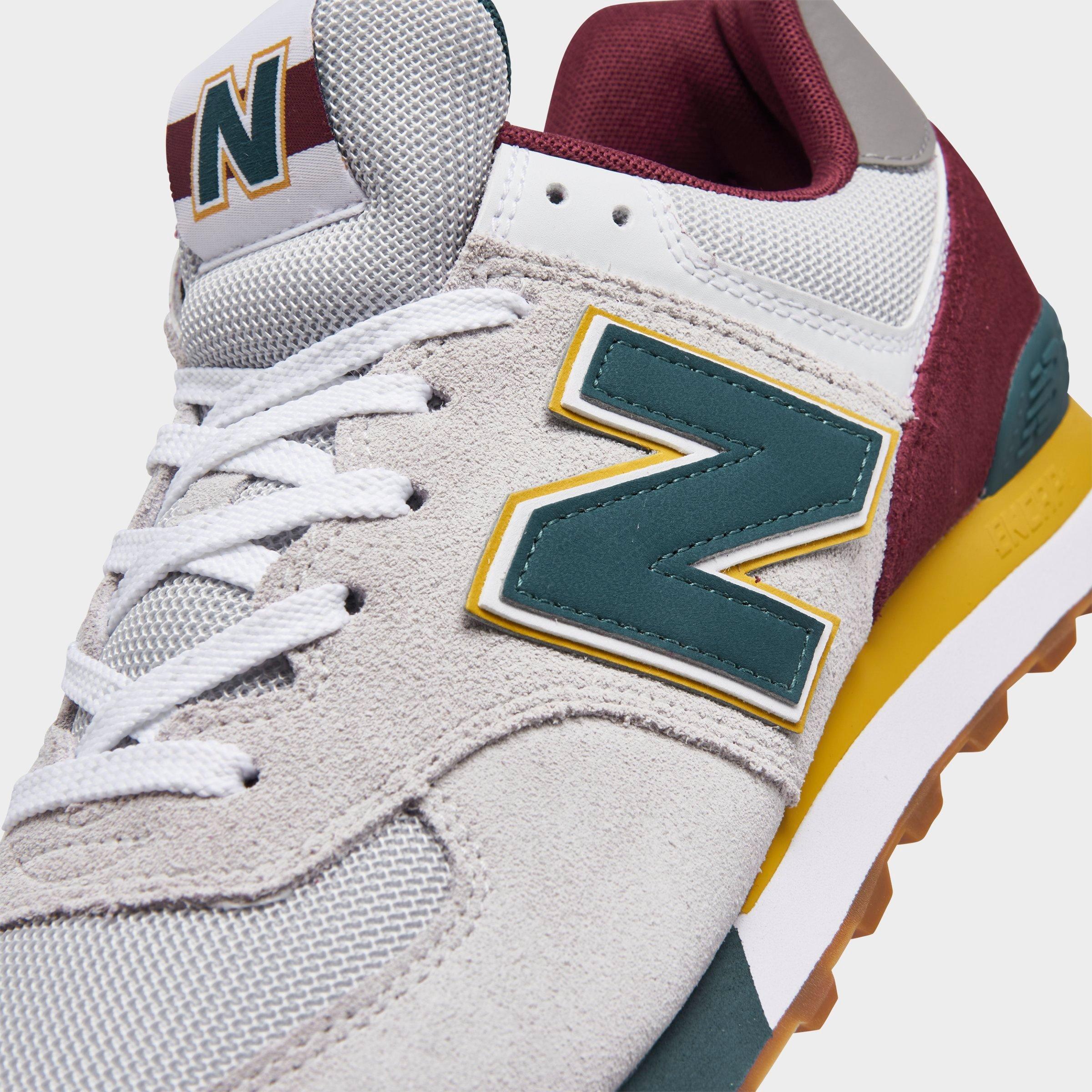 new balance 574 burgundy yellow