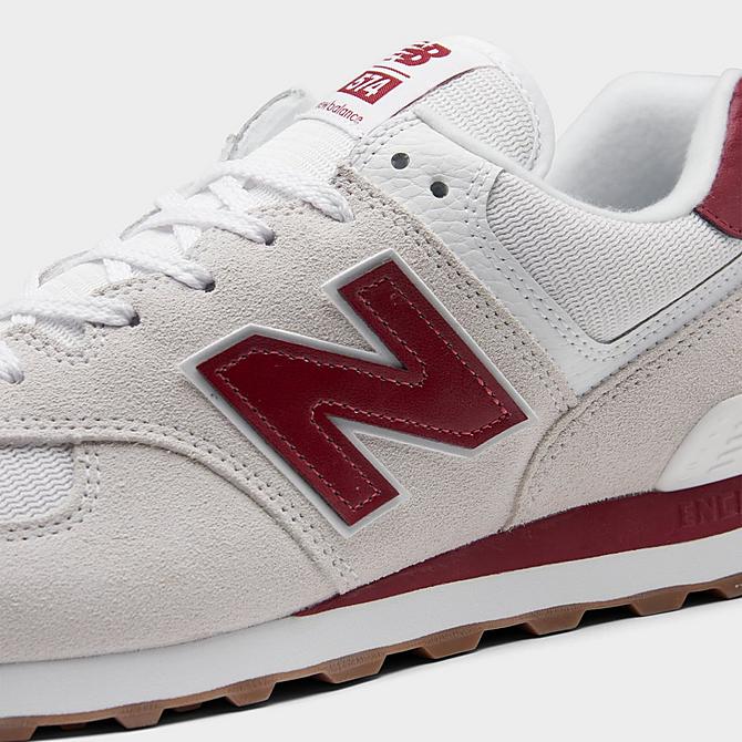 Front view of Men's New Balance 574 Tennis Casual Shoes in White/Red Click to zoom