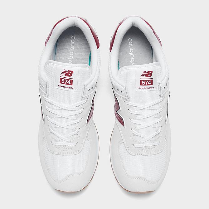 Back view of Men's New Balance 574 Tennis Casual Shoes in White/Red Click to zoom