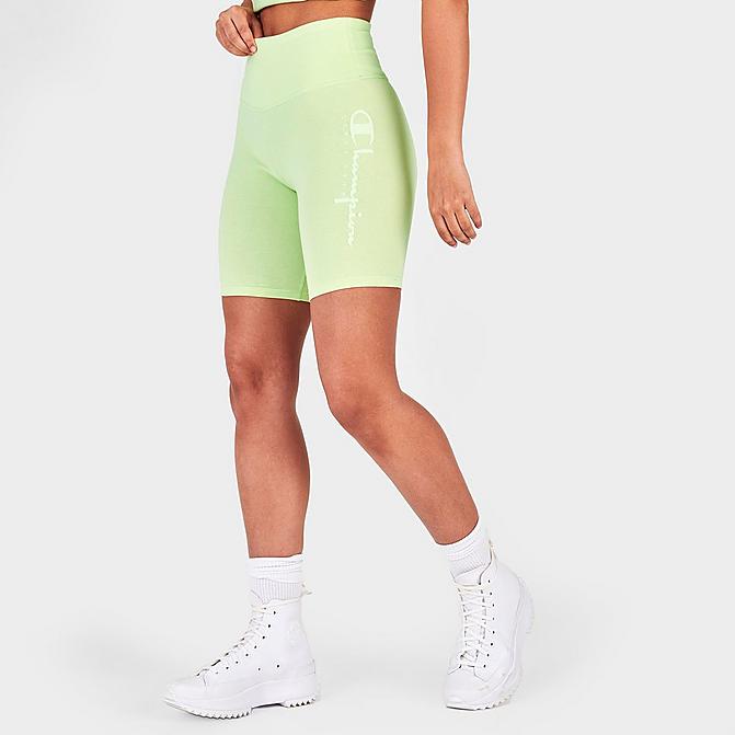 Front view of Women's Champion Power Cotton Bike Shorts in Mint Click to zoom