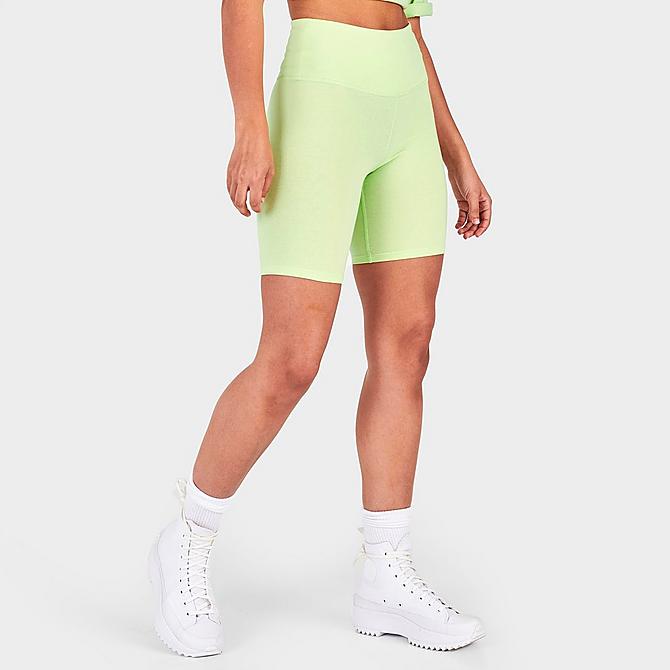 Back Left view of Women's Champion Power Cotton Bike Shorts in Mint Click to zoom