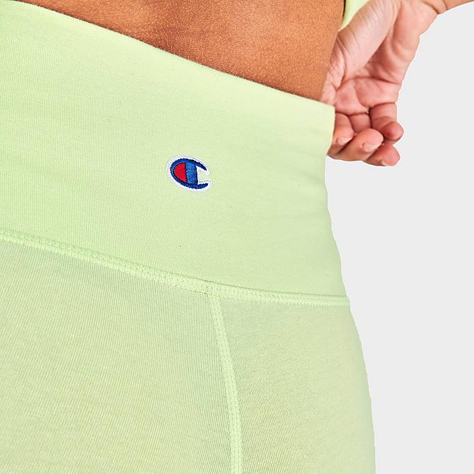On Model 6 view of Women's Champion Power Cotton Bike Shorts in Mint Click to zoom