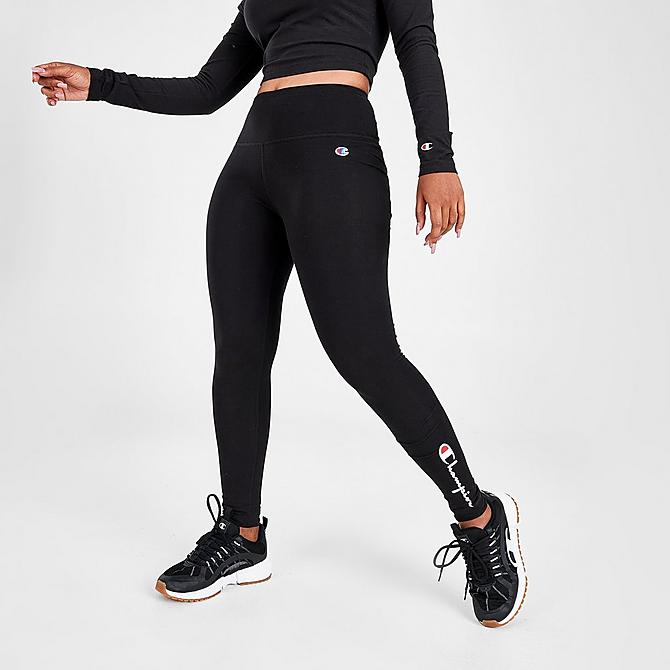 Front Three Quarter view of Women's Champion LIFE Everyday Leggings in Black Click to zoom