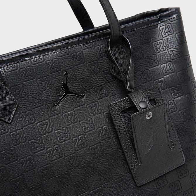 Back view of Women's Jordan Monogram Tote Bag in Black Embossed Click to zoom