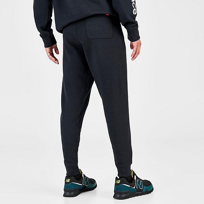 Back Right view of Men's New Balance NB Essentials Metallic Jogger Pants in Black Click to zoom