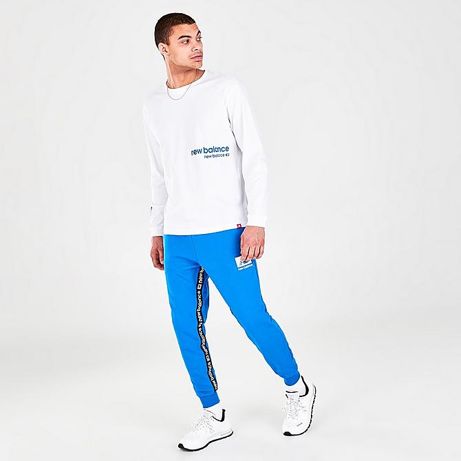 Front Three Quarter view of Men's New Balance Essentials Winterized Long Sleeve T-Shirt in White Click to zoom
