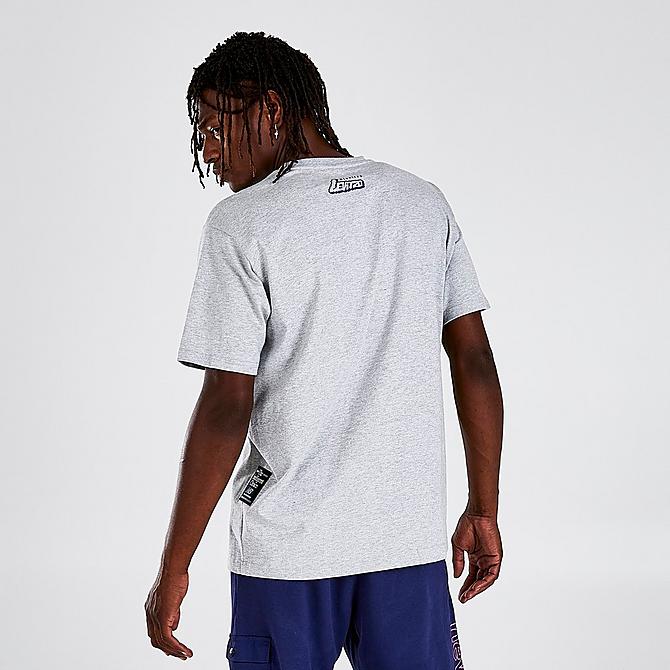 Back Right view of Men's New Balance Athletics Levitzo T-Shirt in Athletic Grey Click to zoom