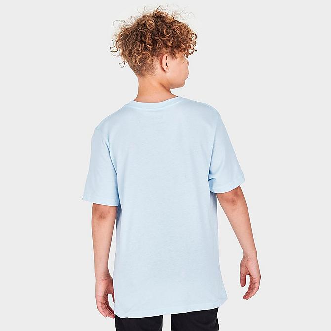 Back Right view of Boys' Vans Print Box Back Hit T-Shirt in Ballad Blue/Skewed Checkerboard Click to zoom