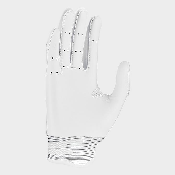 Three Quarter view of Nike Alpha Huarache Edge Baseball Batting Gloves in White/White/White/White Click to zoom