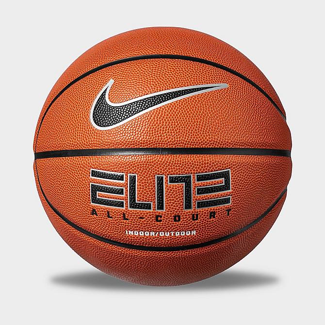 [angle] view of Nike Elite ALL Court 8P Basketball in Amber/Black/Metallic Silver/Black Click to zoom