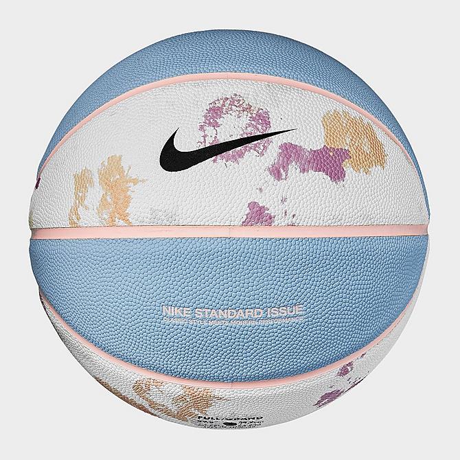 Three Quarter view of Nike Printed 8P Basketball in White/Boarder Blue/Atmosphere/Black Click to zoom