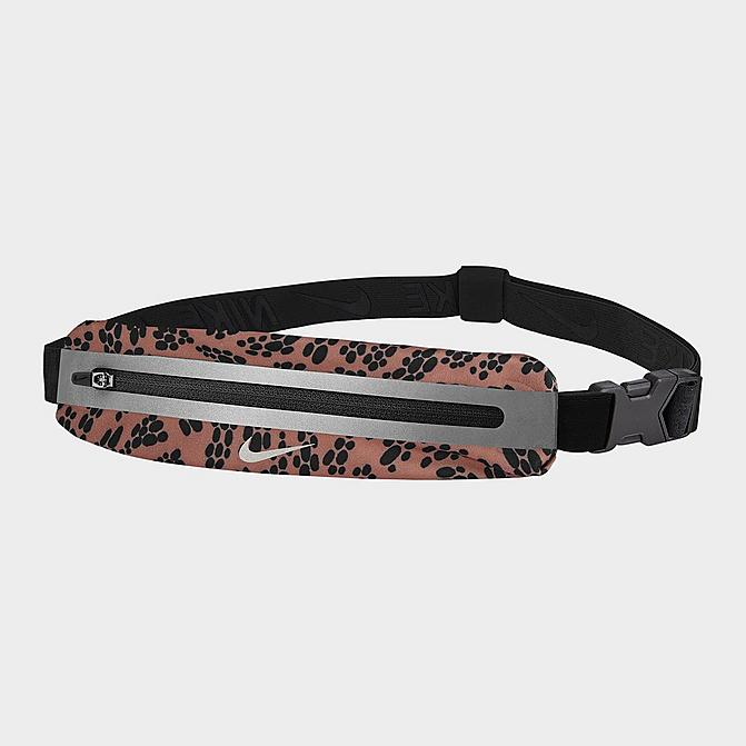 Front view of Nike Printed Slim Waist Pack 3.0 in Mineral Clay/Black/Silver Click to zoom