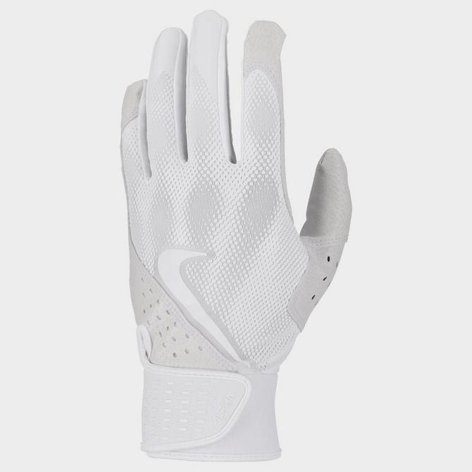 Nike Youth Alpha Tee Ball Batting Gloves White/Black Medium/Large