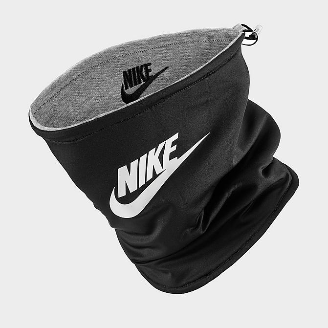 Front view of Nike Club Fleece Reversible Neck Warmer in Black/White/Heather Grey Click to zoom