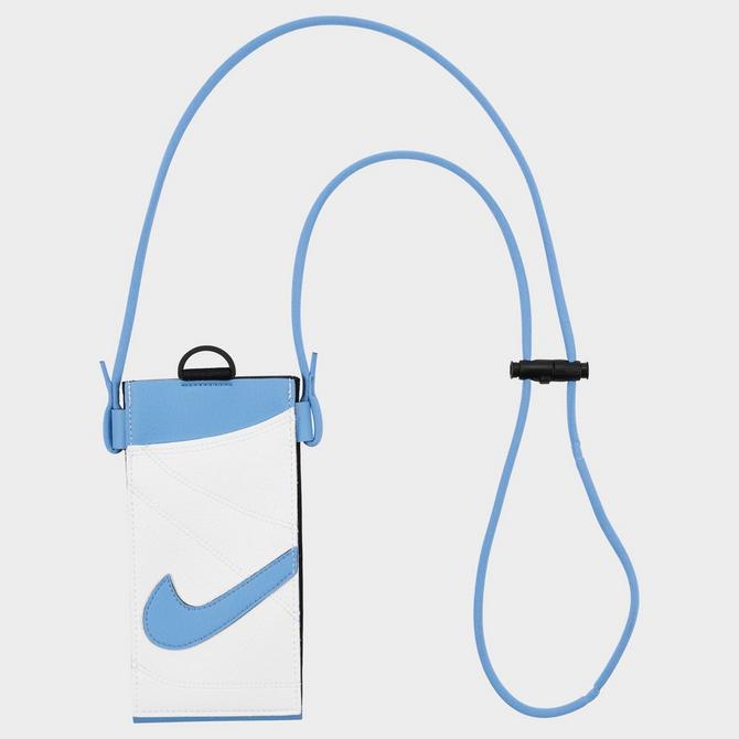 Three Quarter view of Nike Premium Phone Crossbody Bag in White/Blue Click to zoom